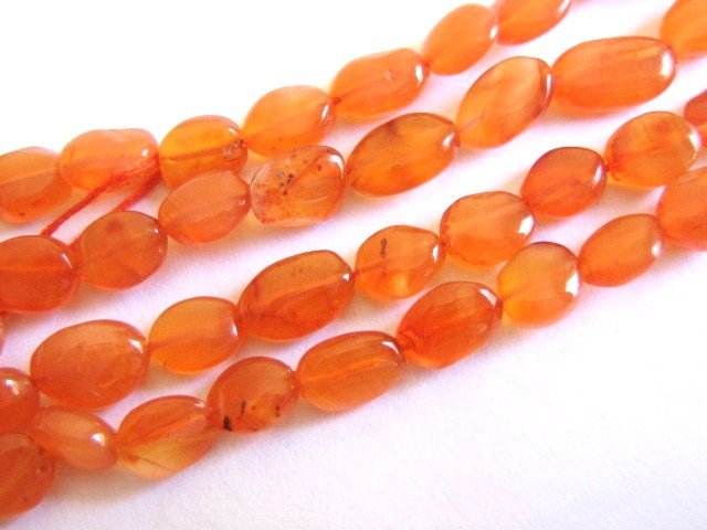 6x8-10mm Flat Oval Carnelian Gemstone Beads Burnt Orange