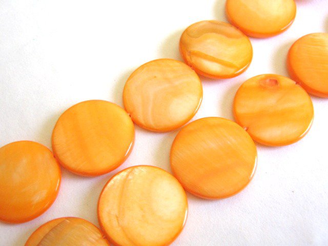 Orange Shells 20mm Coin beads