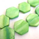 Green Shells 14mm Hexagon Beads