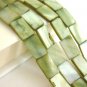 Green 10x15mm Rectangle Shell Beads