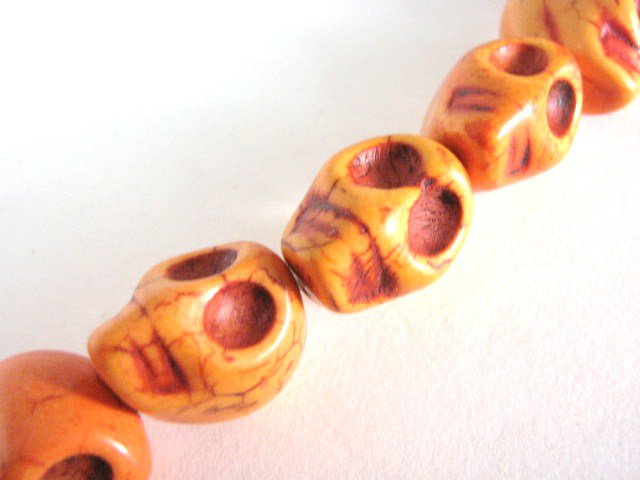 Orange Howlite Gemstone Beads 15x18mm Sugar Skull Imitation Turquoise