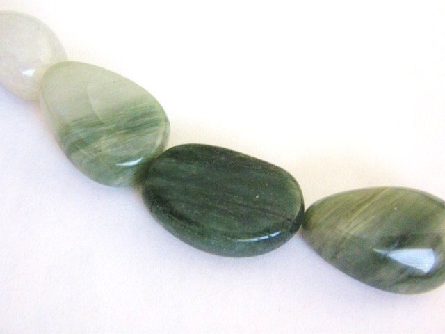 Green Line Jasper Beads 14x21mm Teardrop Gemstone