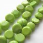 10mm Coin Green Howlite Gemstone Beads Flat Round