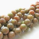 Autumn Jasper Beads 9mm Round Green Salmon Gemstone Beads