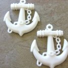 White Plastic 45mm Anchor Pendants Acrylic Nautical Sailor Charm