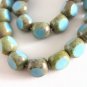 Turquoise Picasso Blue 8mm Triangle 3 Cut Round Czech Glass Beads