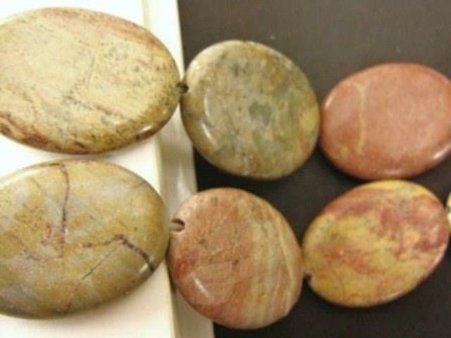 Rainbow Jasper 26x36mm Flat Oval Gemstone Beads