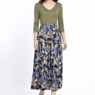 Skirt Women Waist Elastic Stretch Pleated Maxi Long Dress Skater Flared F324