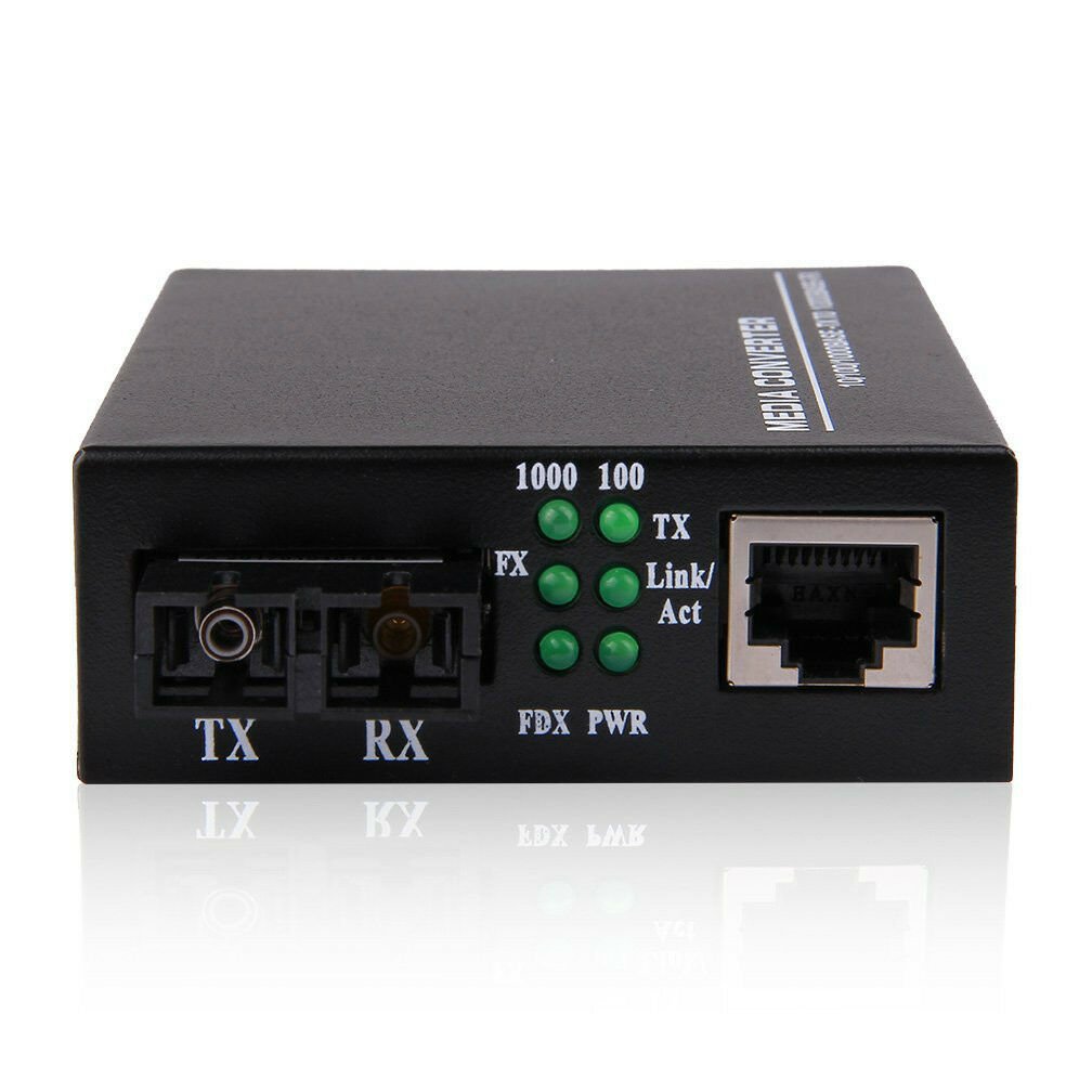 Gigabit Ethernet Media Converter, Copper to Fiber, 10/100/1000M RJ45 to ...