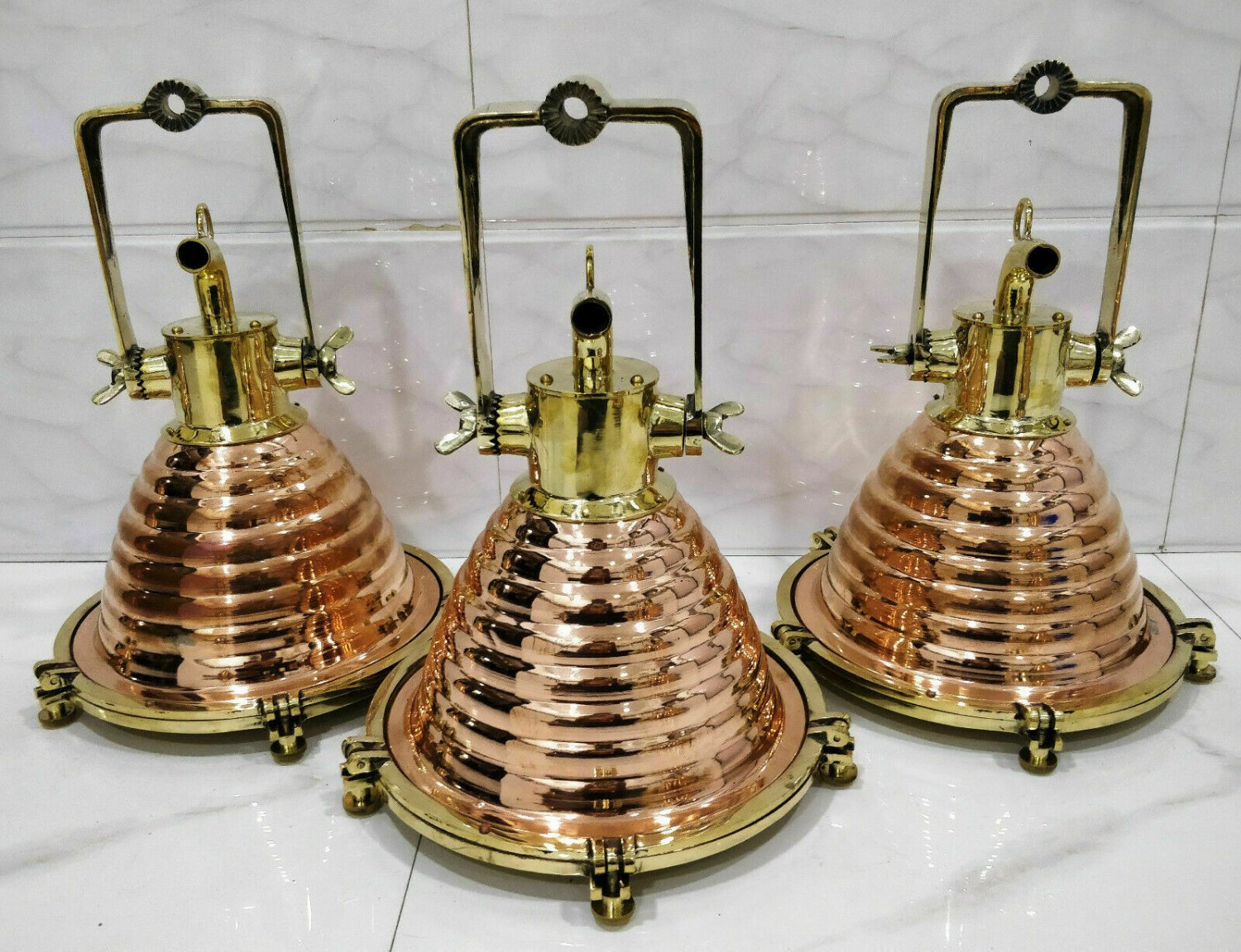 Nautical marine Ship's Deck Lights Made Of Copper And Brass Set of 3