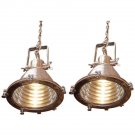 Antique Nautical Aluminium Light Chrome Brass Ship's Deck lights Pair of 2 Pcs