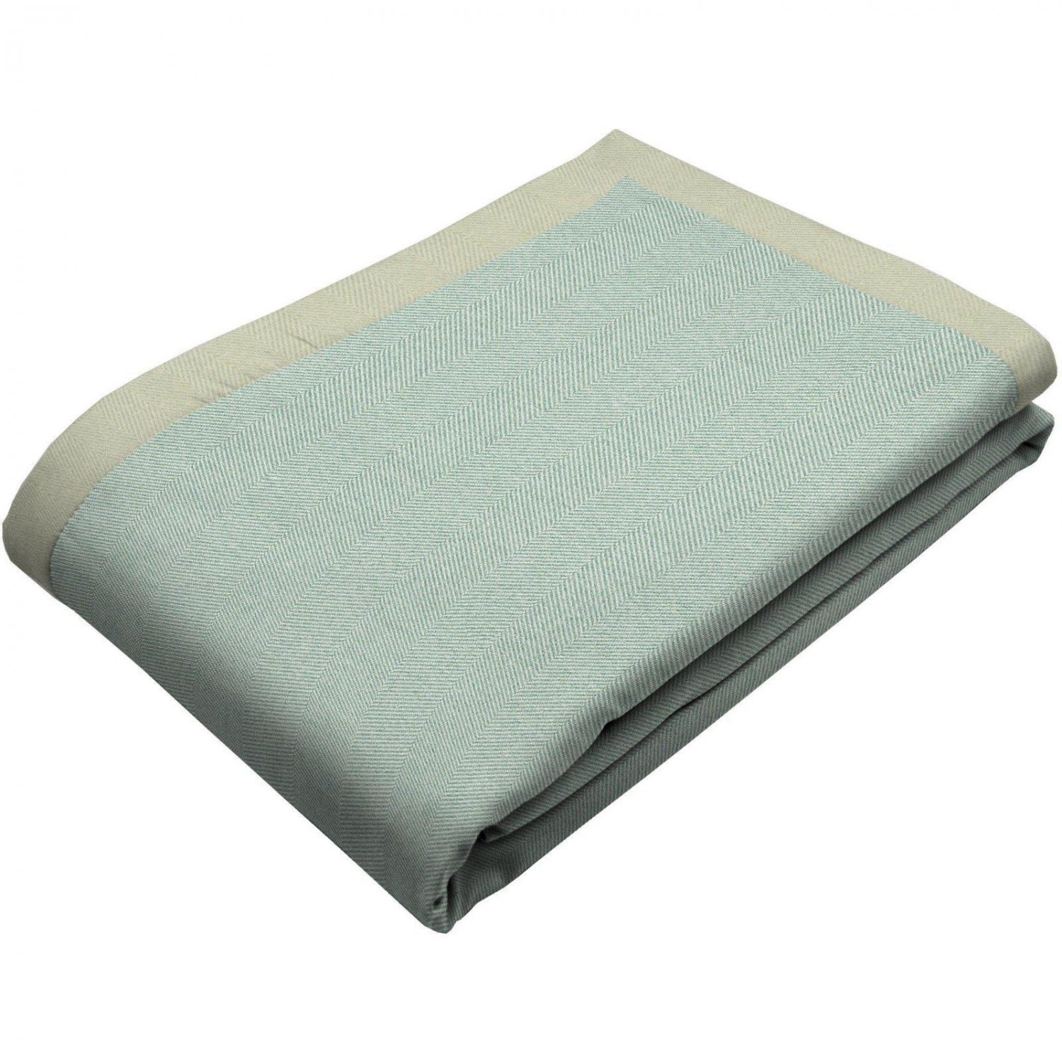 McAlister Textiles Herringbone Duck Egg Blue Throw Blanket