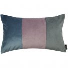 McAlister Textiles 3 Colour Patchwork Velvet Blue, Purple + Grey Cushion Cover - 16" Size