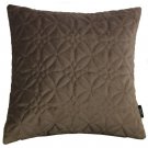 McAlister Textiles Round Quilted Mocha Brown Velvet Cushion Cover - 16" Size