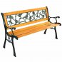 Patio Park Garden Bench Porch Chair Outdoor Deck Cast Iron Hardwood Rose