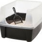 IRIS Open-Top Cat Litter Box with Shield and Scoop, Black