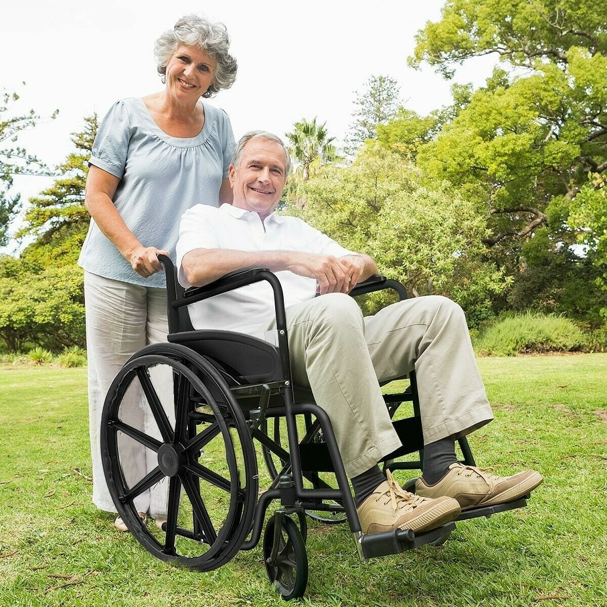 24" Lightweight Foldable Medical Wheelchair with Footrest