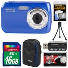 Vivitar ViviCam S126 Digital Camera (Blue) with 16GB Card + Case + Mini Tripod +