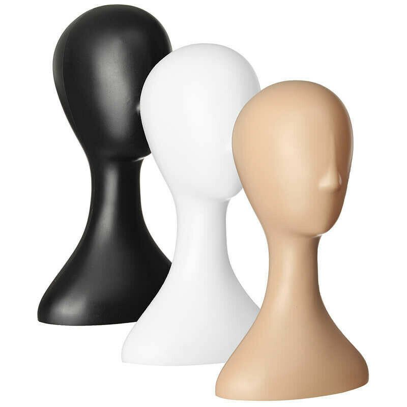LuckyFine 16" Female Plastic Wig Head, Mannequin Manikin Head Model Wig Hair Gla
