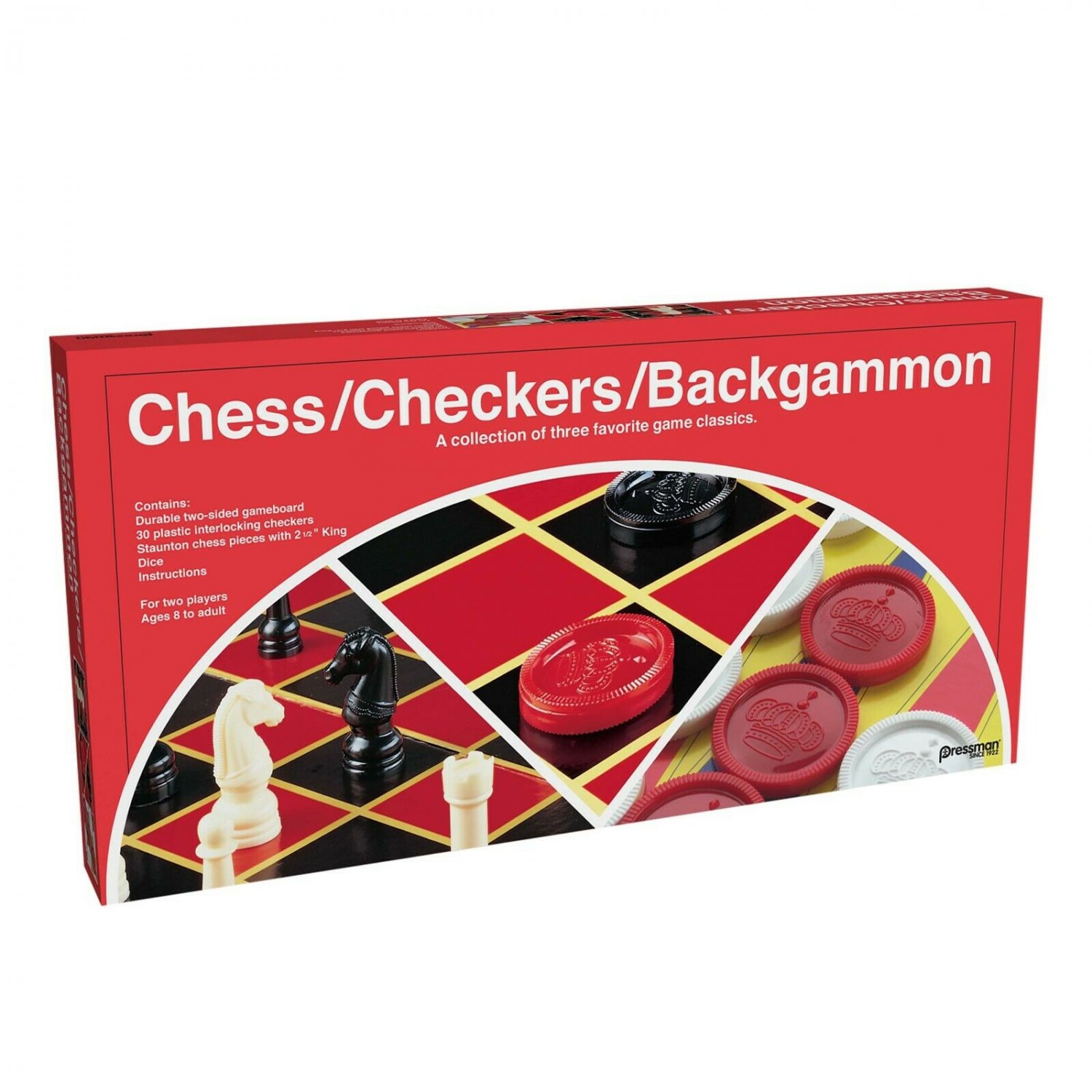 Pressman Checker/Chess/Backgammon with Folding Board