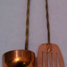 2 Vintage Metal Copper and Brass Haning Serving Utensils, 16", Quality Copper