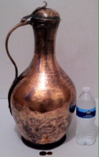 Vintage Copper Serving Pitcher, Large Size, 18 x 10, Table Decor, Shelf Display