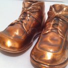 Vintage Metal Copper Set of 2 Kids Baby Shoes, Metal, 6" Long, Numbered