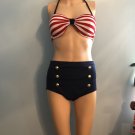 Red, White and Dark Blue 2 Piece Bathing Suit S/M