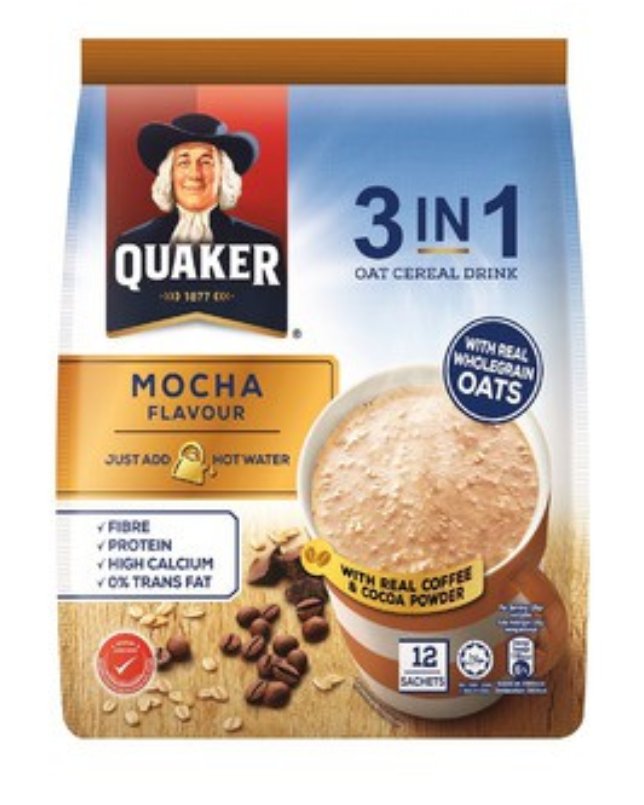 24 Sachets X 28 Grams Quaker Oat Cereal Drink 3 In 1 Mocha Flavor