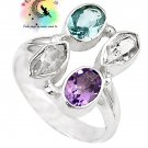 Herkimer Diamond, Amethyst, Blue Topaz (4 stones) (SSR0003)
