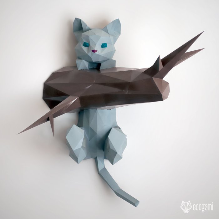 Printable cat papercraft for your wall mount