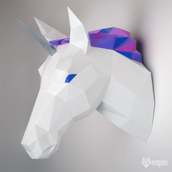 Printable papercraft unicorn trophy for your wall decor