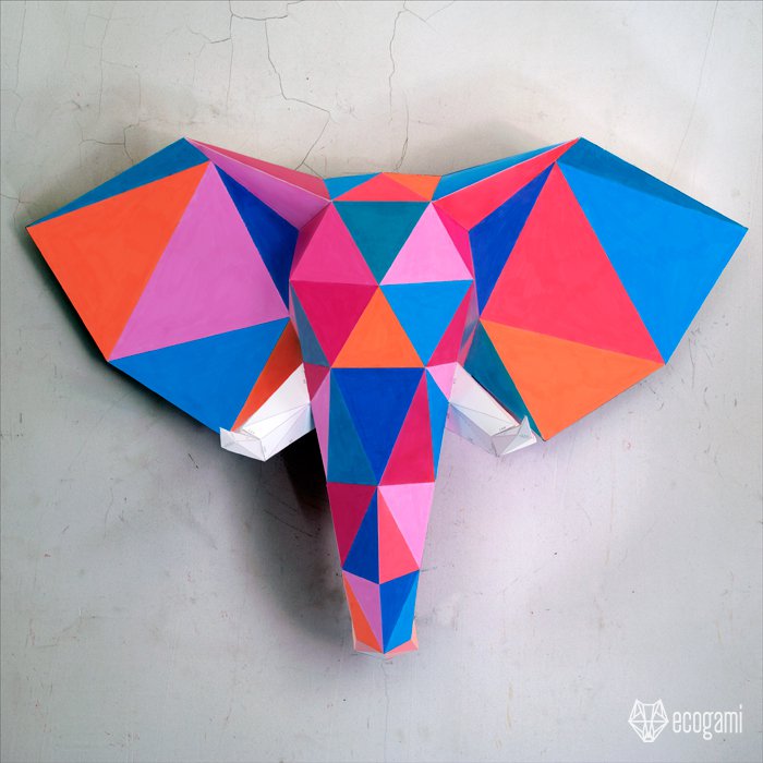 Printable papercraft elephant trophy for your wall decor