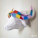 Printable faux taxidermy papercraft buffalo trophy for your wall decor