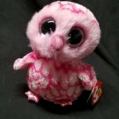 TY Beanie Boos - PINKY the Pink Owl (Glitter Eyes) (Regular Size - 6 inch) NWT