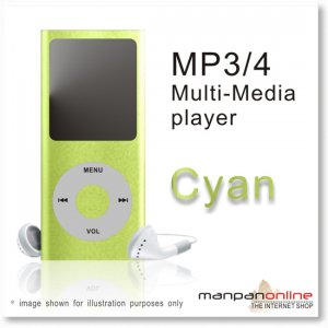 MP3 MP4 Portable Multi Media Player 1.8" LCD w/ 2GB cyan