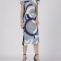 Womens Sako Geometric Pleat Dress. Free Size.