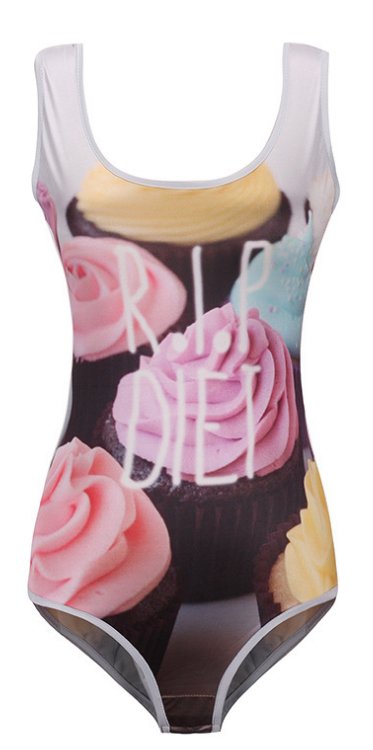 RIP DIET CUPCAKE 3D FEMALE SWIMSUIT SWIMWEAR