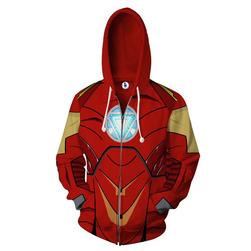 IRON MAN FULL PRINT ZIPPER HOODIE SIZES S-5XL