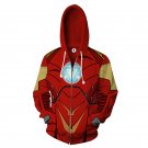 IRON MAN FULL PRINT ZIPPER HOODIE SIZES S-5XL
