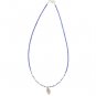 Blue Lapis Gemstone Beaded Sterling Silver Leaf Necklace