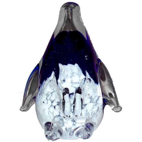 Glass Penguin Polar Ice Cap Sculpture Paperweight