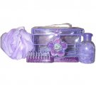 Purple Bath Spa Gift Set with Glitter Beauty Box, Hair Brush, Bath Salts & Pouf