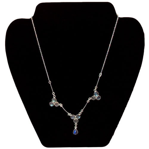 Labradorite Gemstone Cluster Sterling Silver Necklace