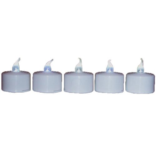 Set of 5 White Flickering LED Light Tea Candles