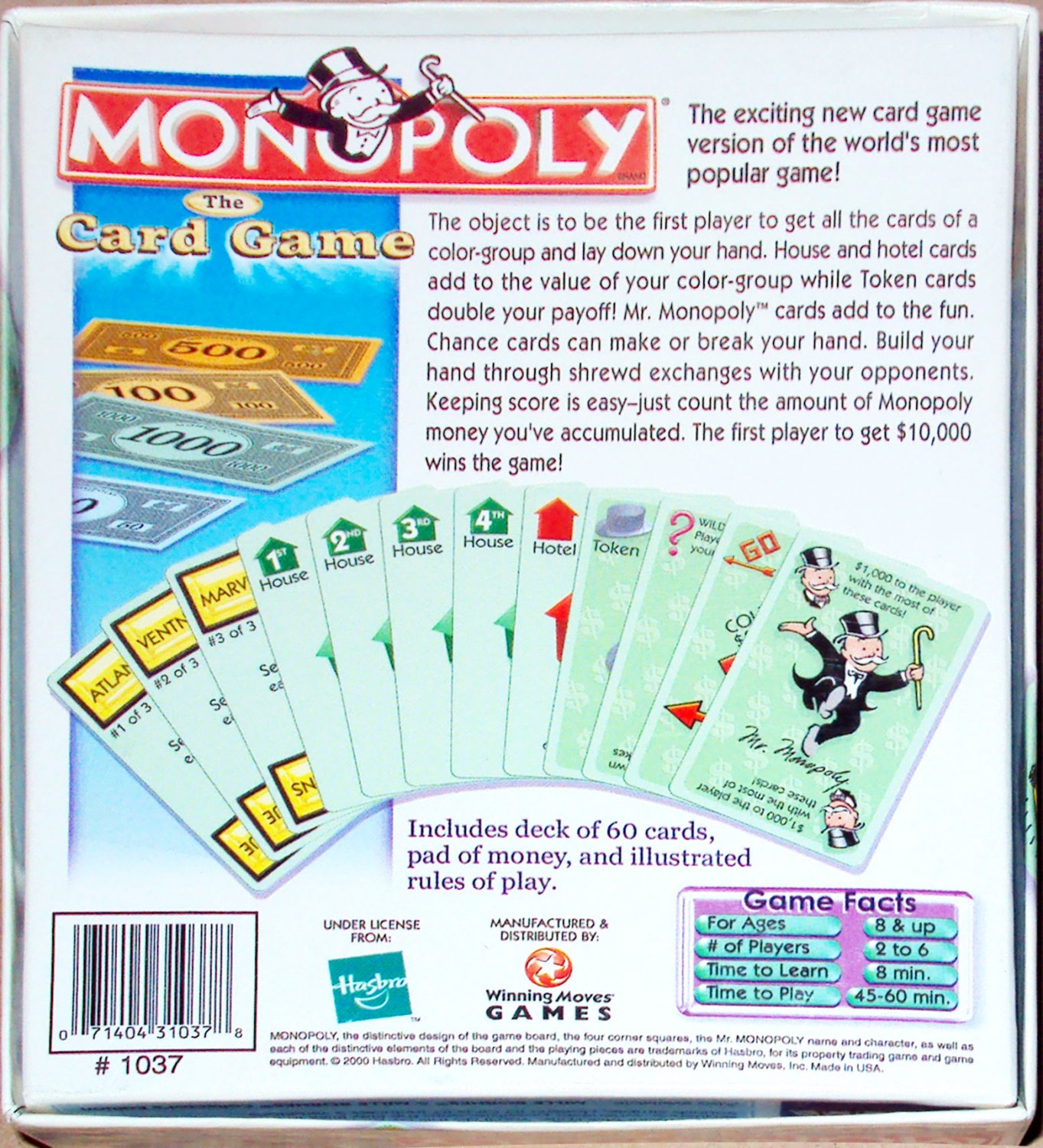 Hasbro Winning Moves Monopoly The Card Game 2000