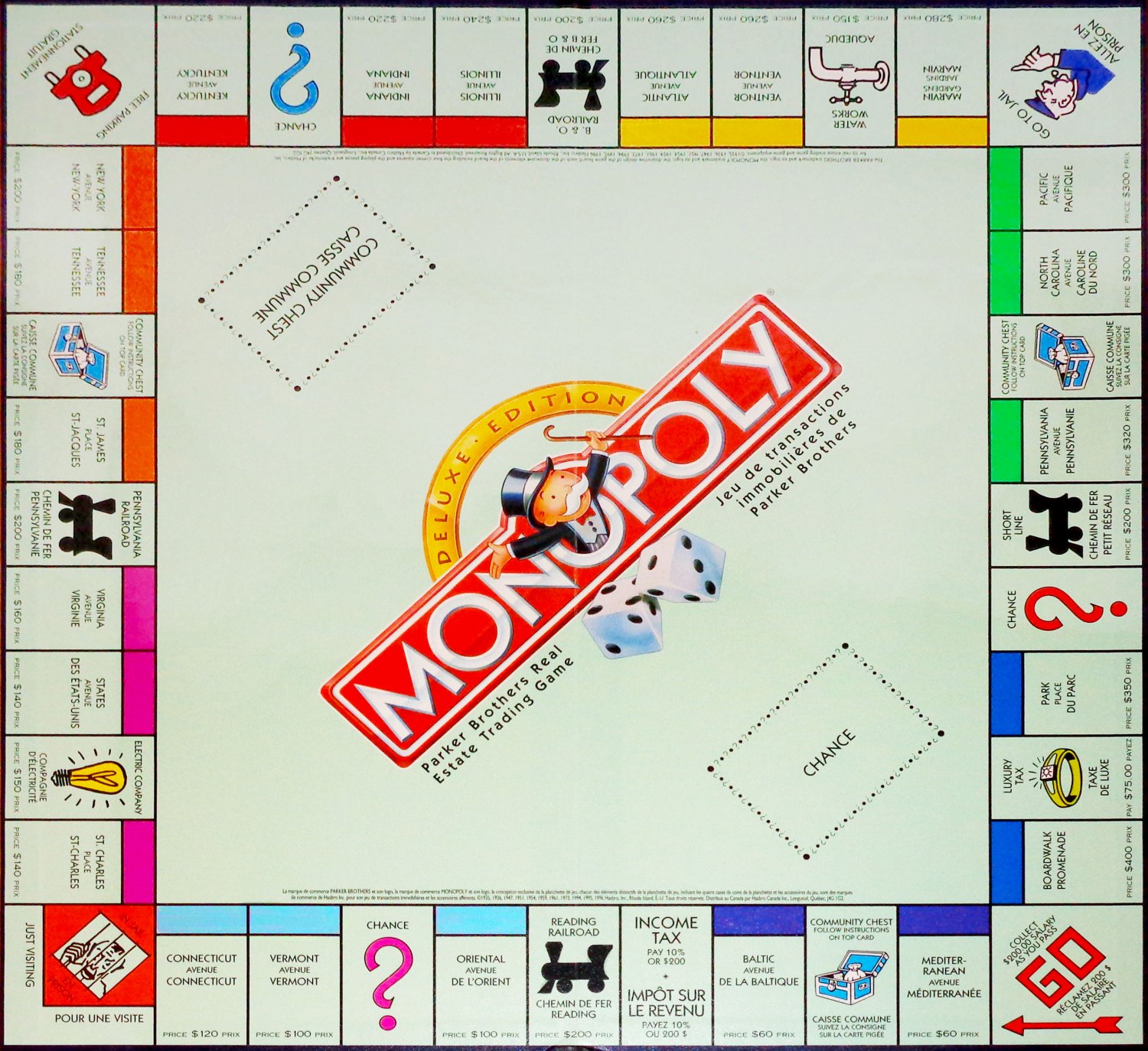 Deluxe Edition Bilingual French English Monopoly Board Game Canada 1996