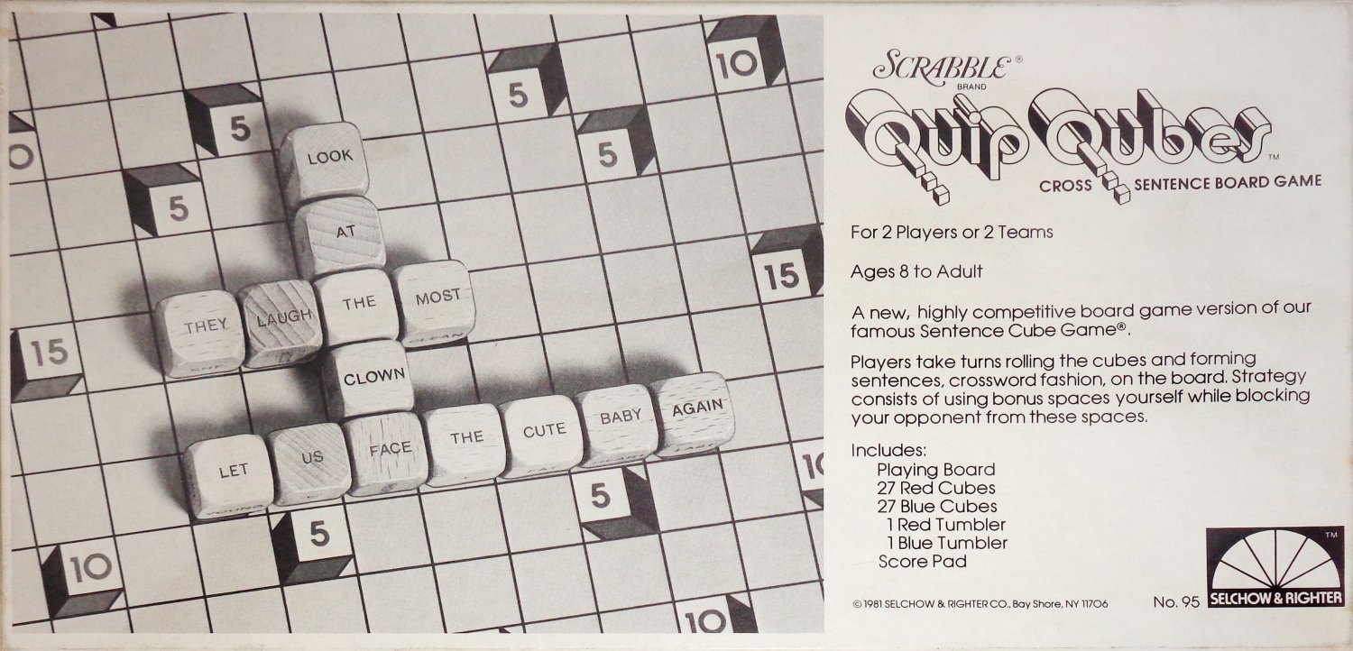 Scrabble Quip Qubes Cross Sentence Board Game 1981