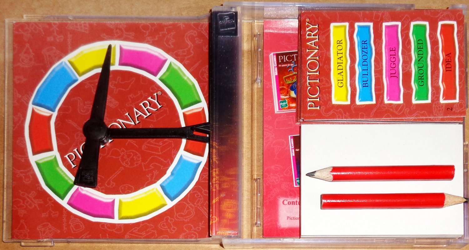 Set of 4 Hasbro Mini Travel Games Pictionary, Trivial Pursuit, Body