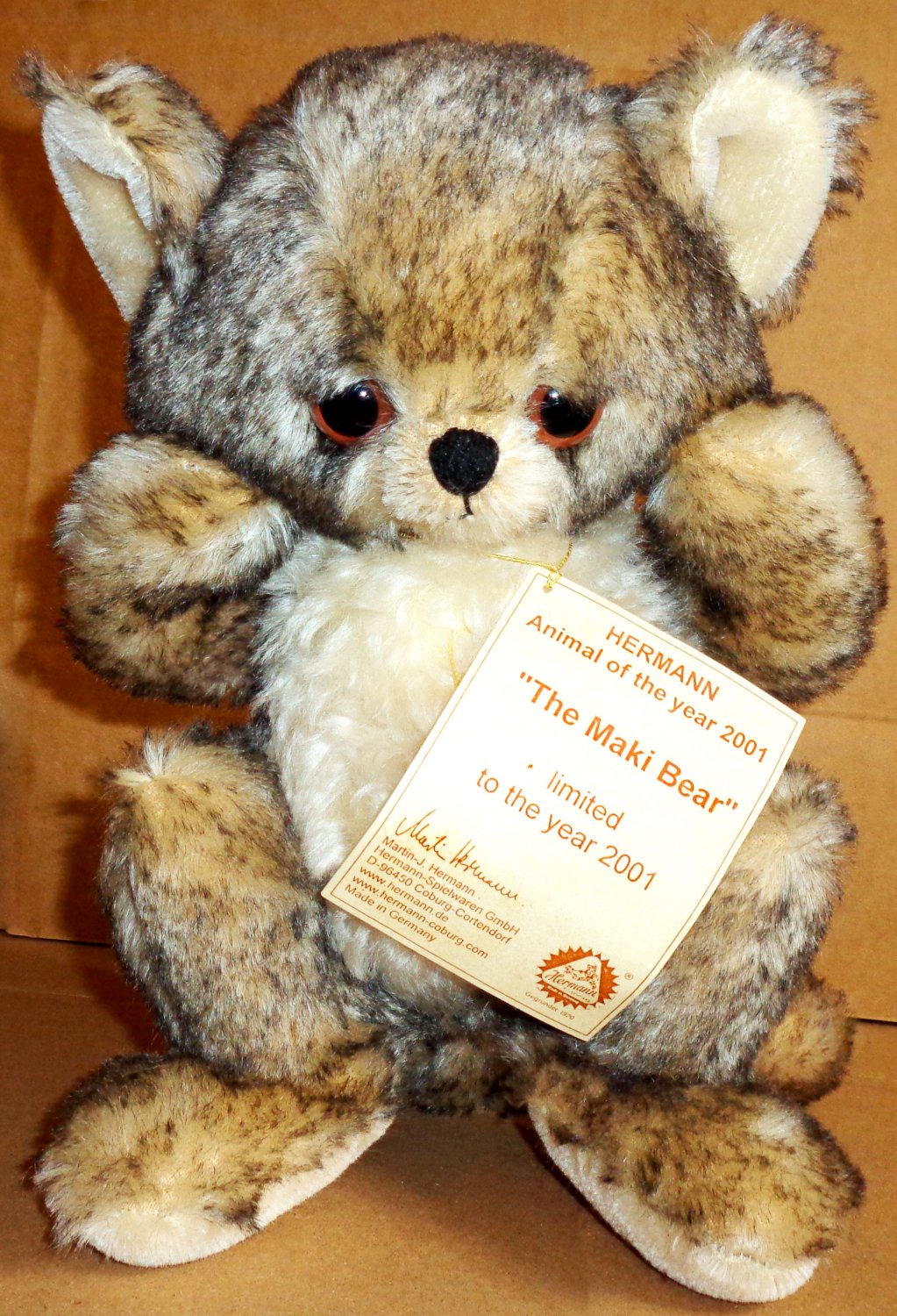 Hermann 2001 Animal of the Year The Maki Bear Teddy Mohair